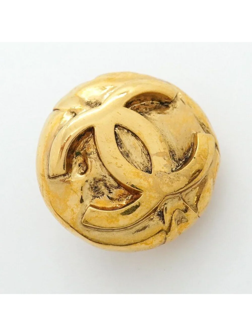 Chanel Earrings Vintage CC Logo Round Circle Gold Plated